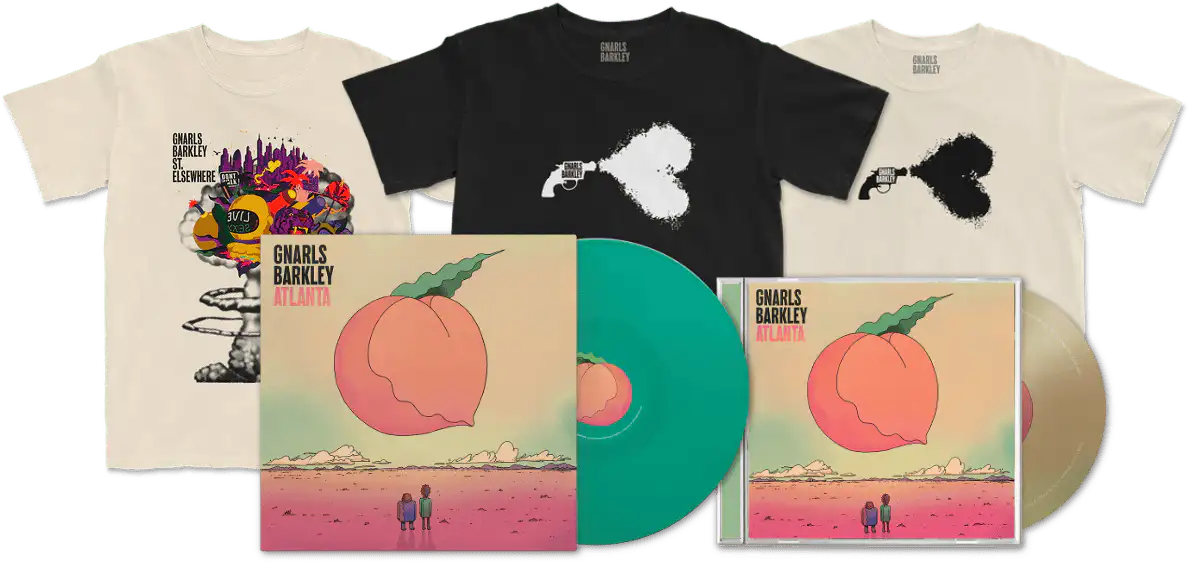 Store items including tshirts, cd and vinyl